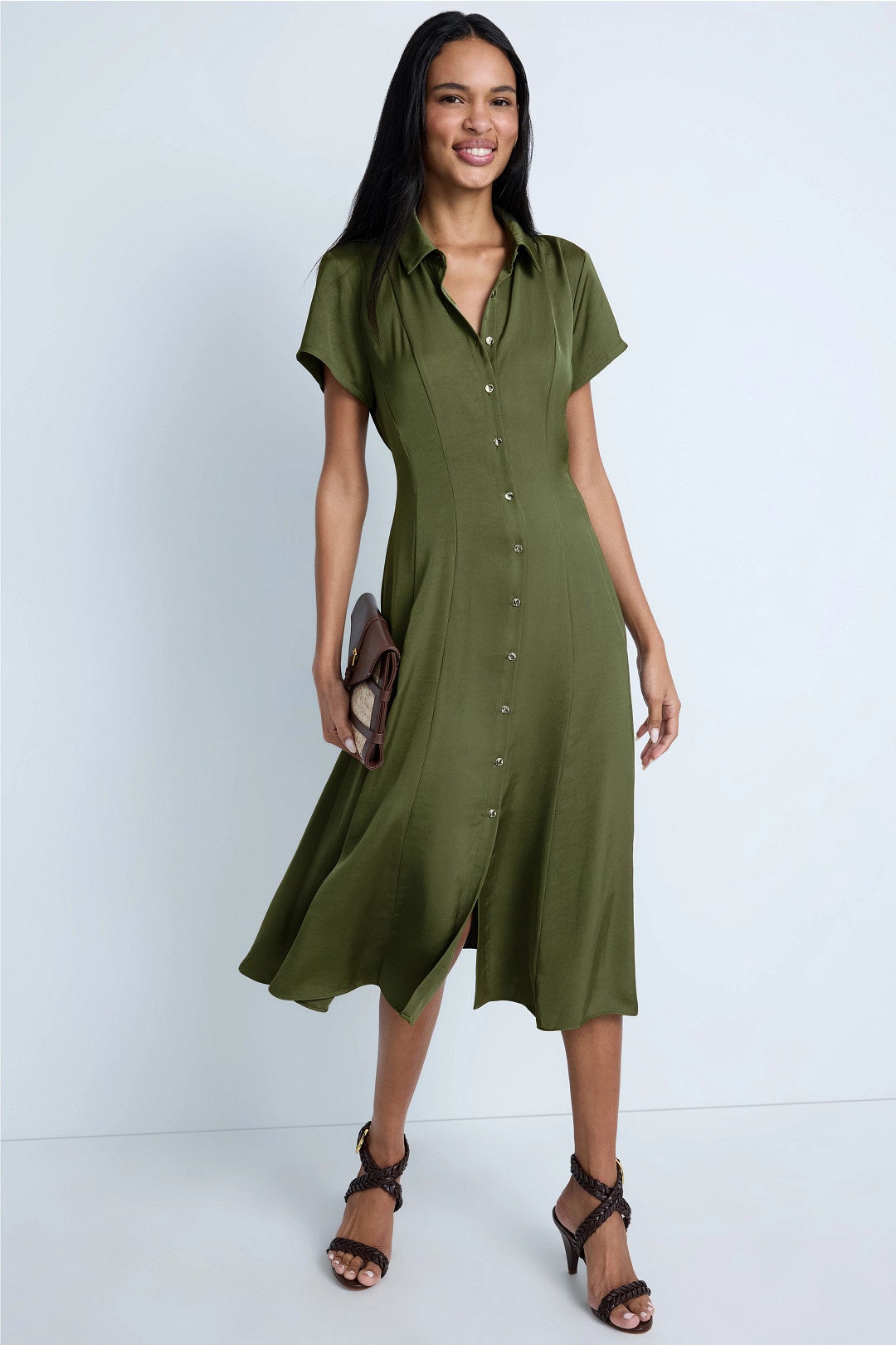 Pleated Shirt Dress by Luxely 0