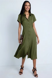 Pleated Shirt Dress by Luxely
