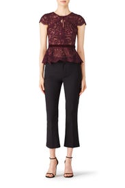 Red Lace Keyhole Top by Marchesa Notte