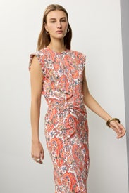 Paisley Printed Draped Dress by Rabanne