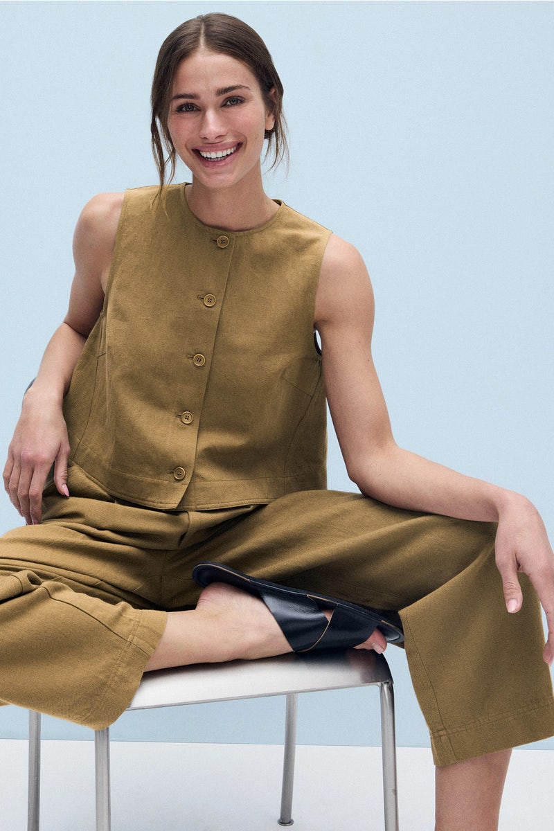 Godet Button Up Tank Top by Apiece Apart - Photo 0