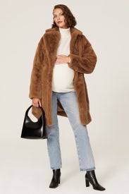 Faux Fur Maternity Coat by Emilia George