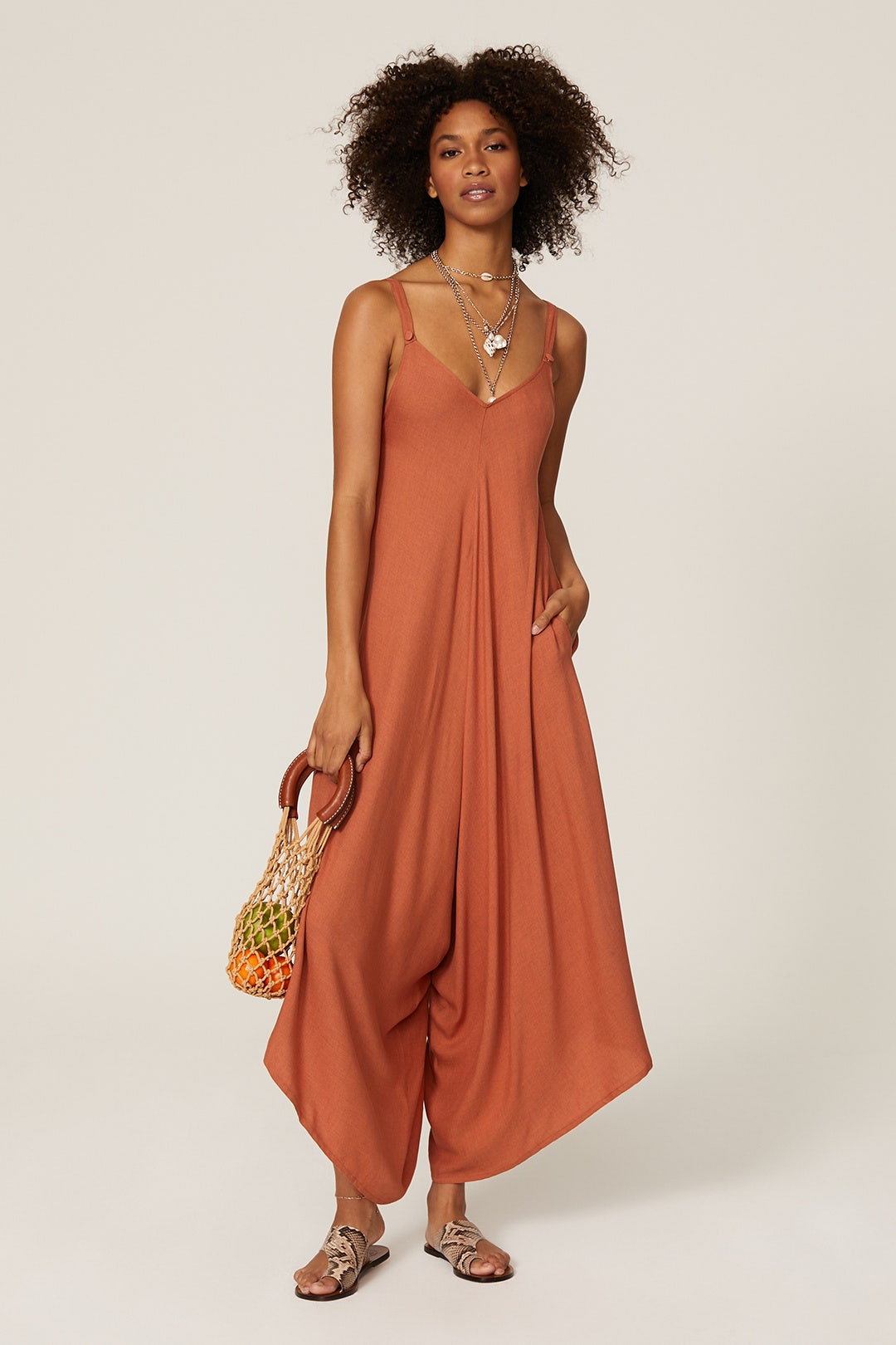 Rust Orange Boxy Jumpsuit by Kahindo 0