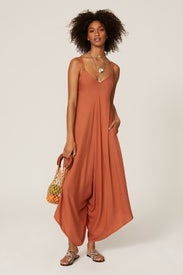 Rust Orange Boxy Jumpsuit by Kahindo