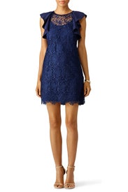 Navy Ruffle Flow Sleeve Dress by Slate & Willow