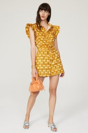 Yellow Flutter Sleeve Romper by Busayo x RTR