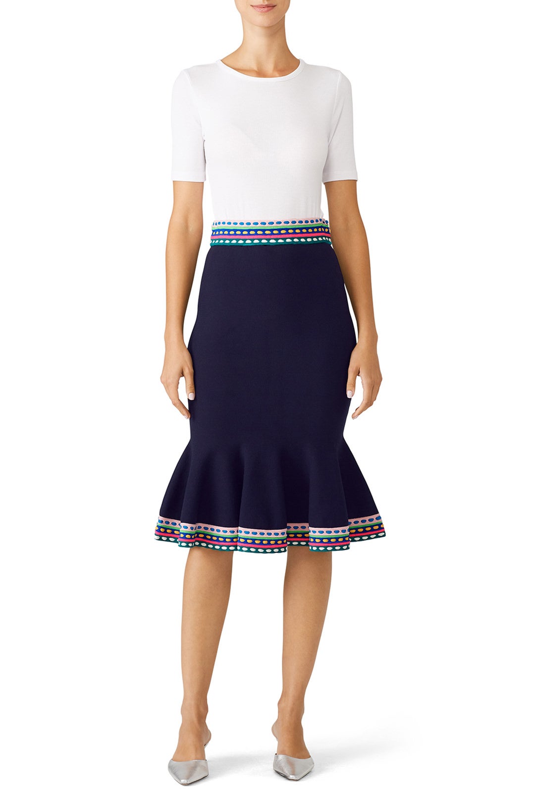 Rainbow Trim Knit Skirt by Milly 0