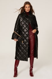 Dorothea Quilted Faux Leather Coat by Stand Studio