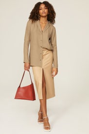 Cutout Elbow Button Up Top by Tibi