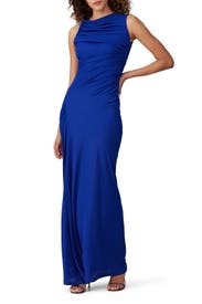 Cobalt Blue Ruched Gown by Atlein
