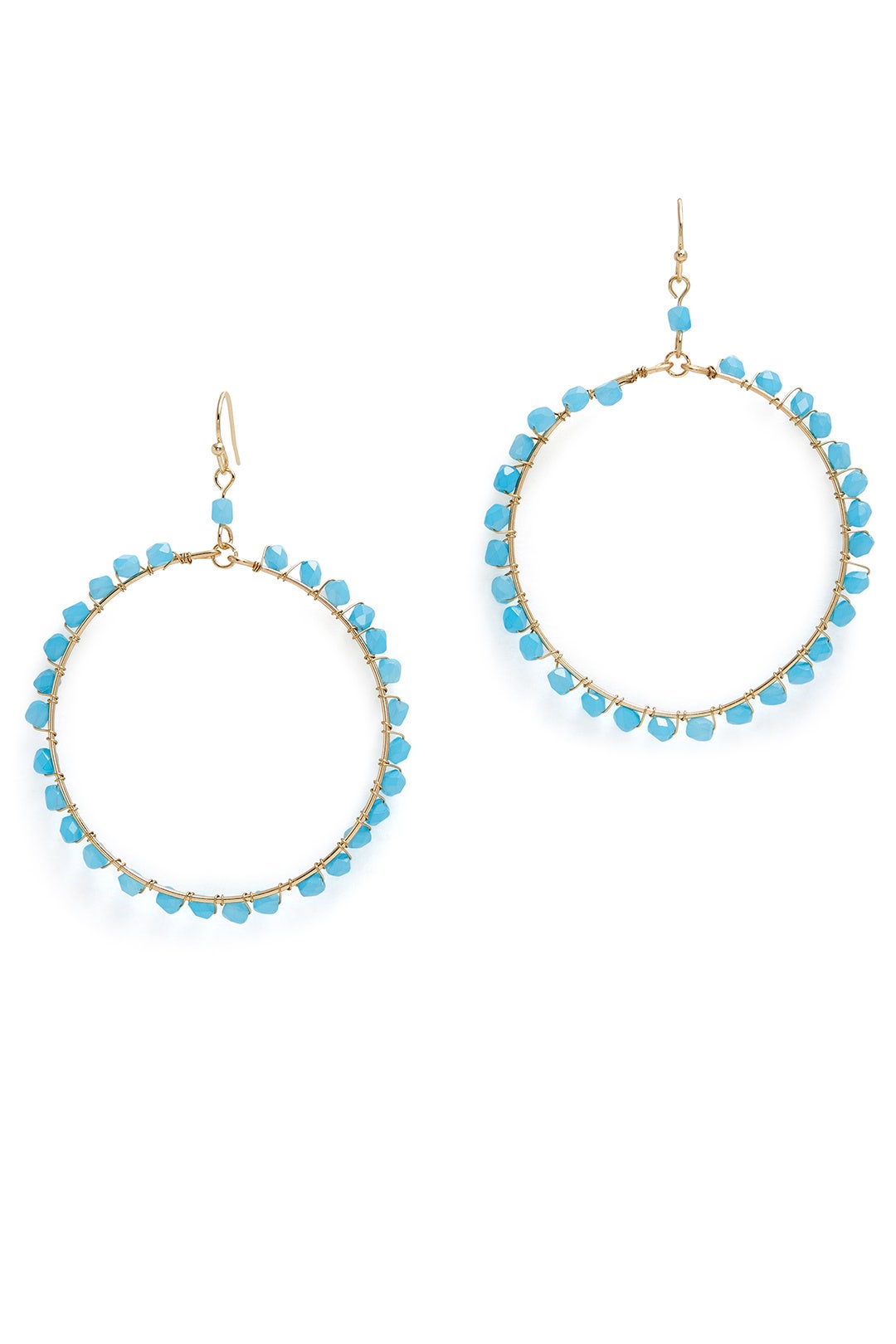 Blue Beaded Hoop Earrings by Ettika 1