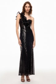 Sequin Ruffled One Shoulder Gown by Ieena for Mac Duggal