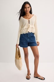 Tie Front Crochet Sweater by Jason Wu x RTR