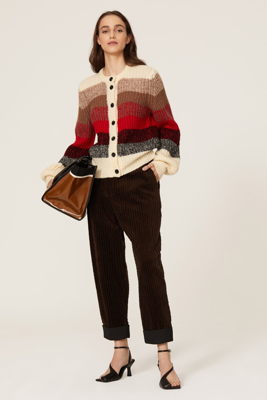 Munthe Nippa Stripe Cardigan Multicolored-brown-print