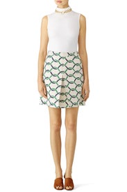 Green Printed Pier Skirt by Tory Burch