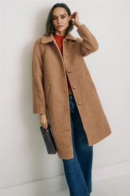 Brown Balmacaan Coat by Ellen Tracy