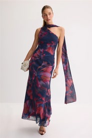 One Shoulder Tie Neck Dress by Hutch