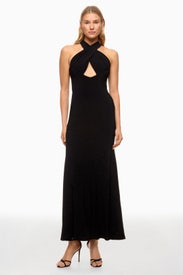 Black Keyhole Halter Gown by Ieena for Mac Duggal