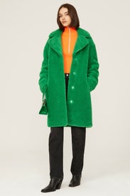 Green Camille Faux Fur Coat by Stand Studio