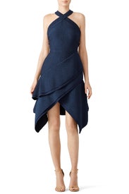 Navy Halter Asymmetrical Dress by Antonio Berardi