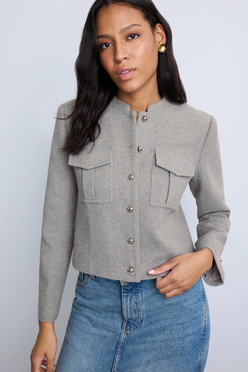 Grey Pocket Detail Button Up Jacket by Derek Lam 10 Crosby x RTR - Photo 0