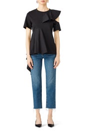 Black Ruffle Panel Top by Goen. J