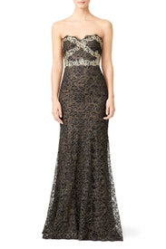 Gilded Gold Strapless Gown by Marchesa Notte