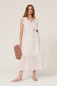White Floral Printed Dress by Polo Ralph Lauren