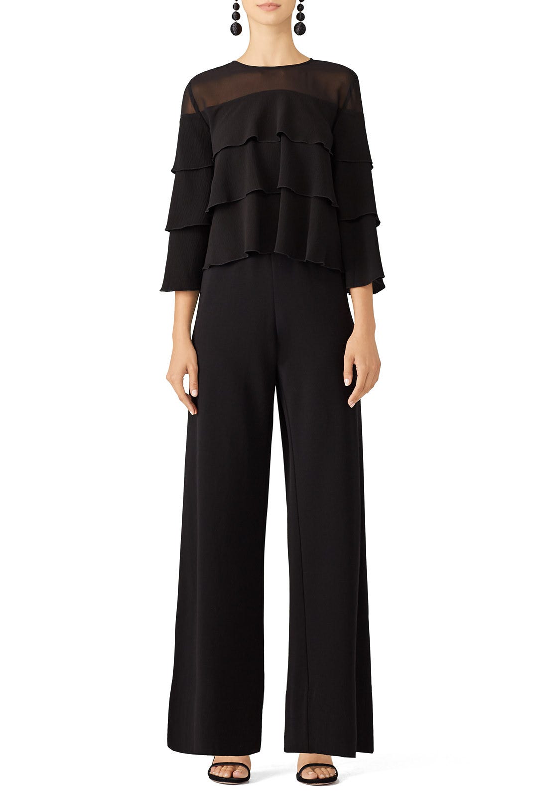 Black Ruffle Tier Top by ella moss 0