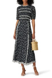 Black Smocked Blouse by ML Monique Lhuillier