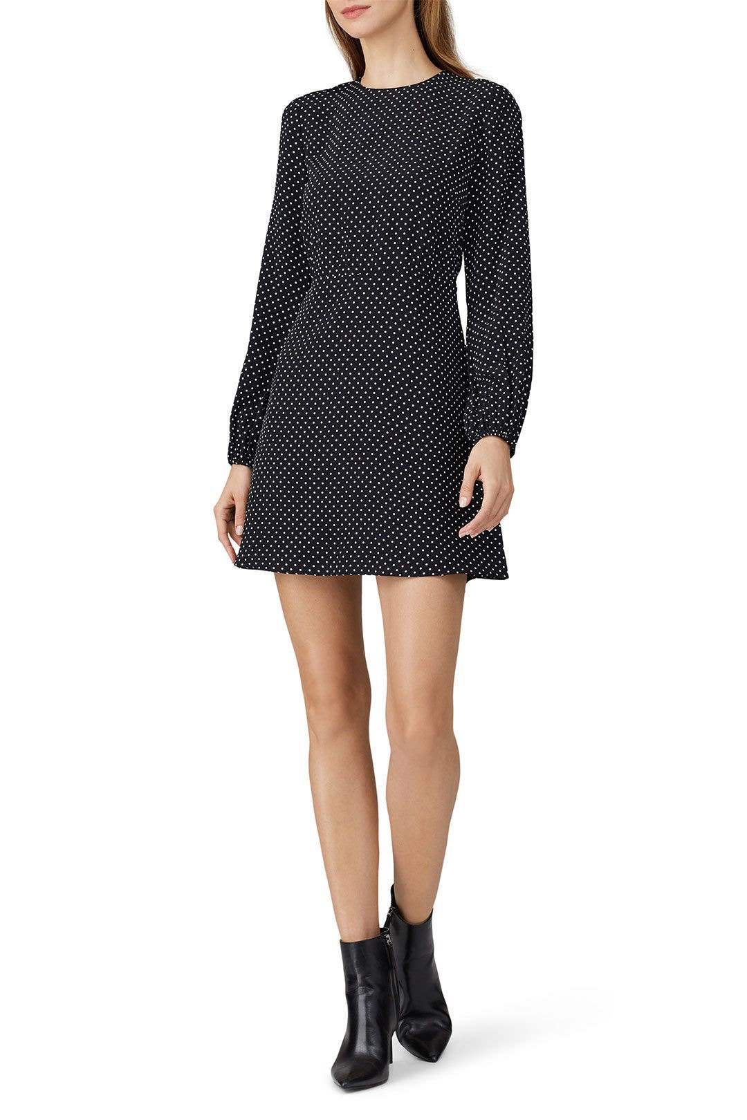 Black Crepe Polka Dot Crew Dress by Theory 0