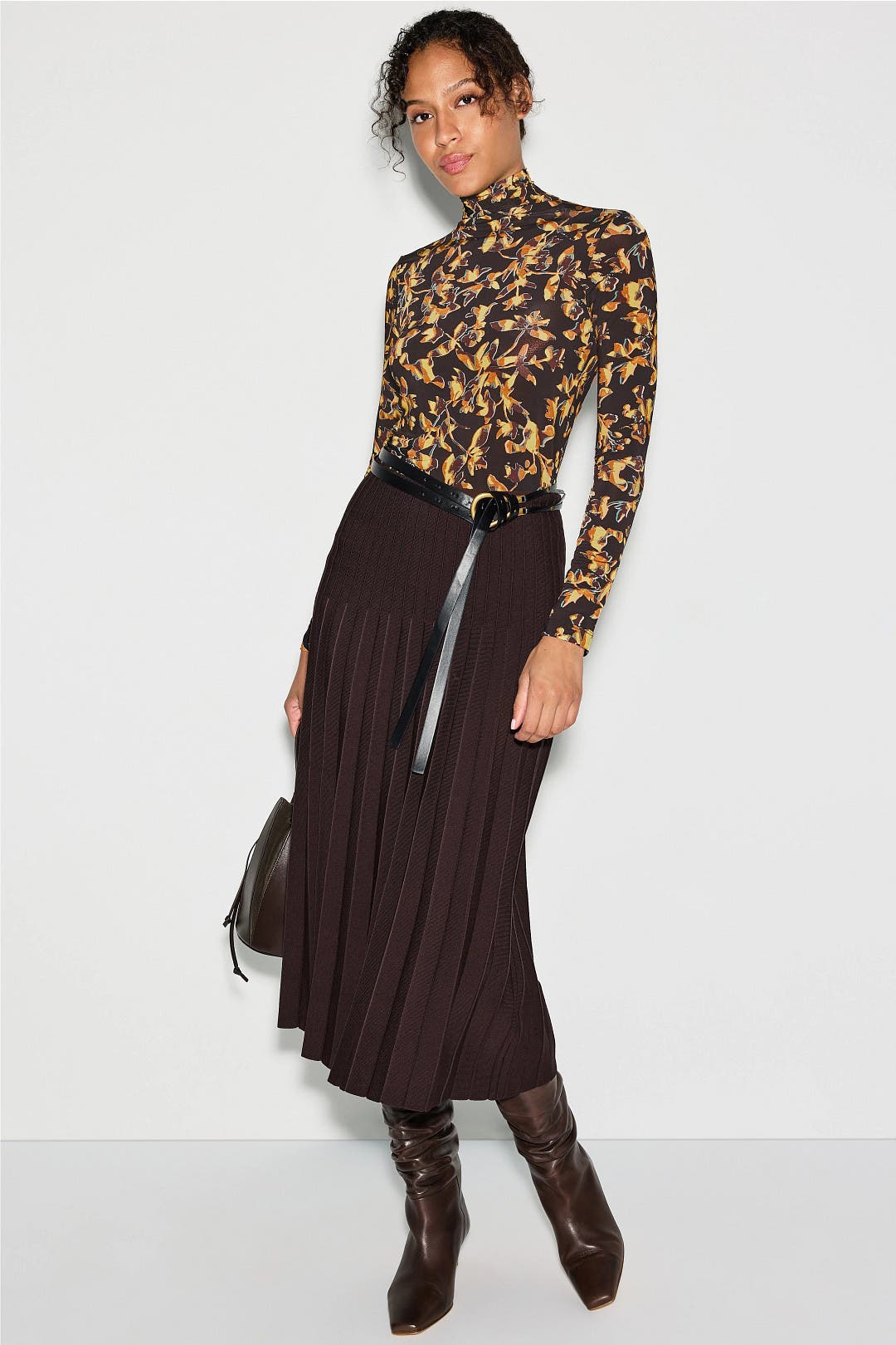 Black Floral Aurelia Turtleneck Top by Ulla Johnson | Rent the Runway