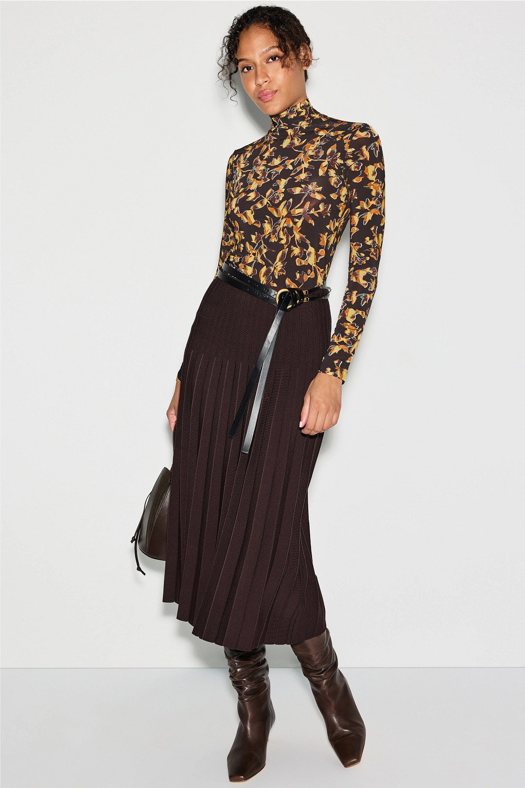 Black Floral Aurelia Turtleneck Top by Ulla Johnson 0