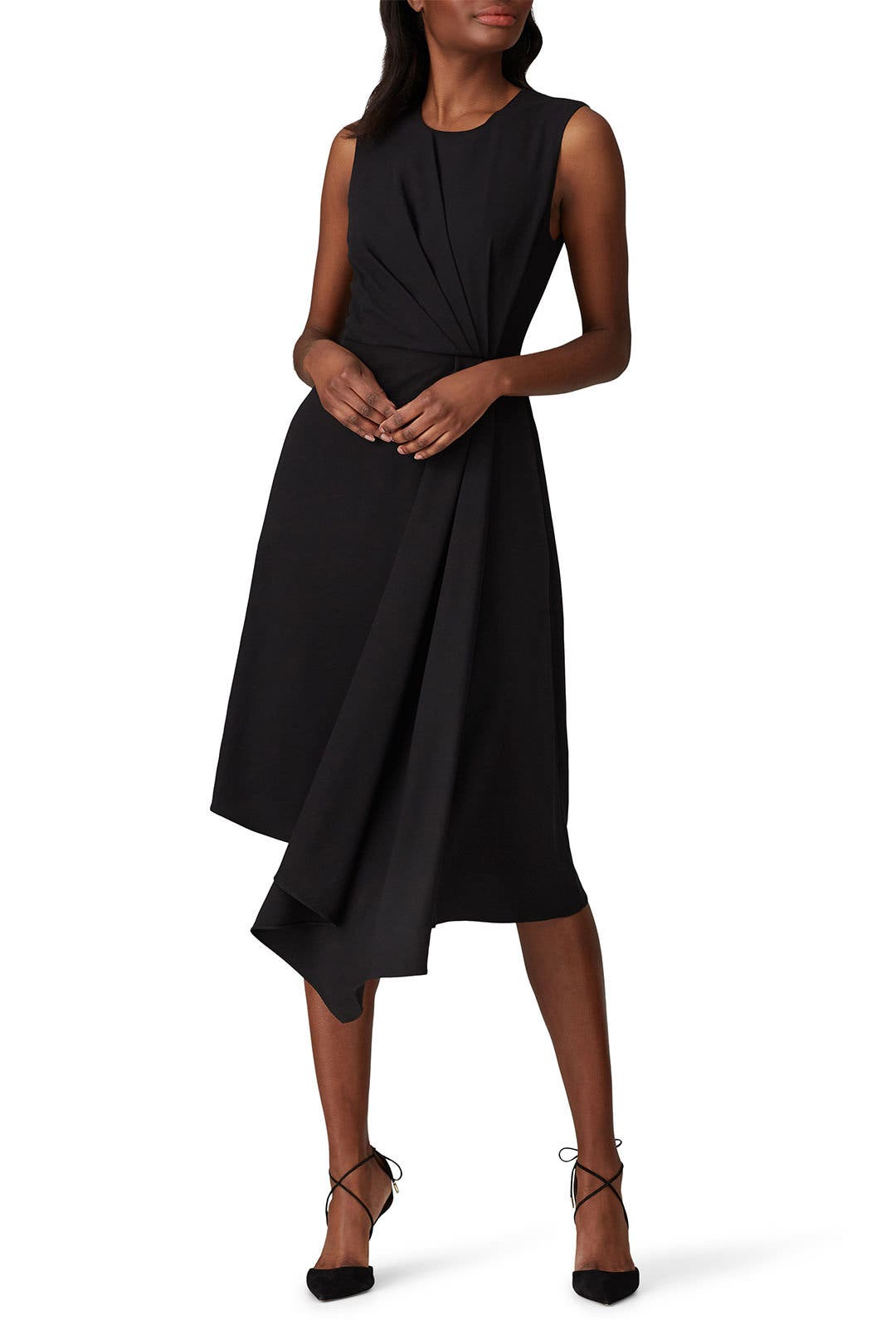 Black Side Drape Dress by Adam Lippes x RTR | Rent the Runway