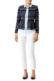 Navy Lurex Tweed Jacket by Rebecca Taylor NYC