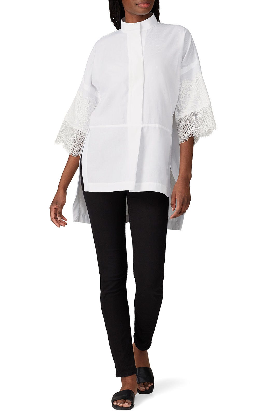 Lace Sleeve Button Down Shirt by Victor Alfaro x RTR 0