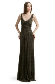 Metallic Twisted Gown by David Meister