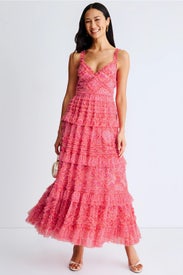 Floral Mesh Gown by Ieena for Mac Duggal