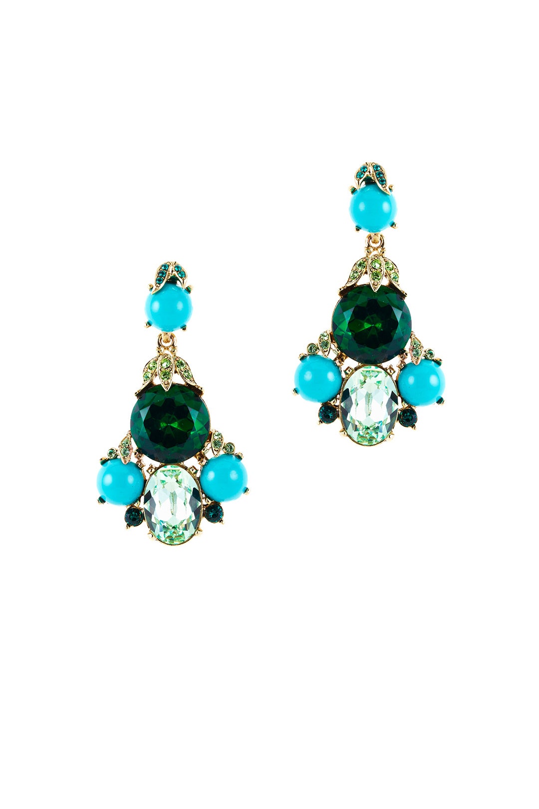 Cyan Crystal Chandelier Earrings by Oscar de la Renta
