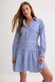 Blue Stripe Button Down Dress by Polo Ralph Lauren
