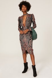 Abstract Plunge Midi Dress by ROCOCO SAND