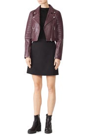 Raisin Ribbed Biker Leather Jacket by Samantha Sipos