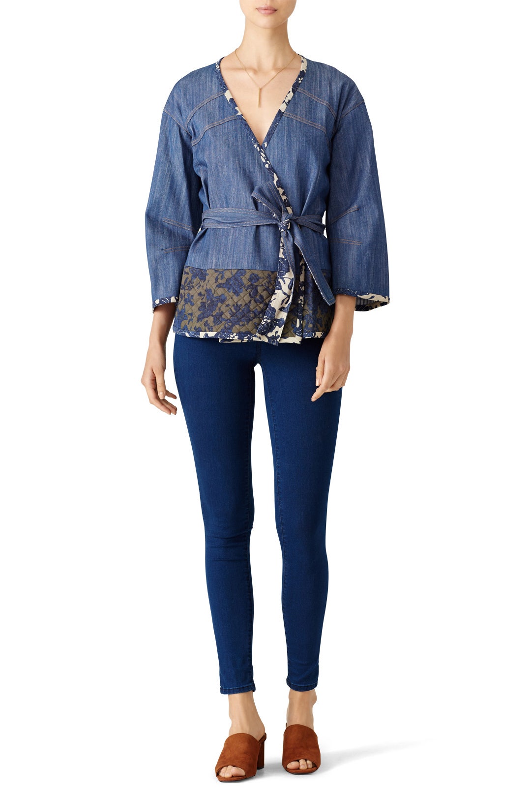 Floral Trim Denim Jacket by Derek Lam 10 Crosby 0