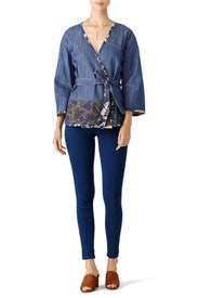 Floral Trim Denim Jacket by Derek Lam 10 Crosby