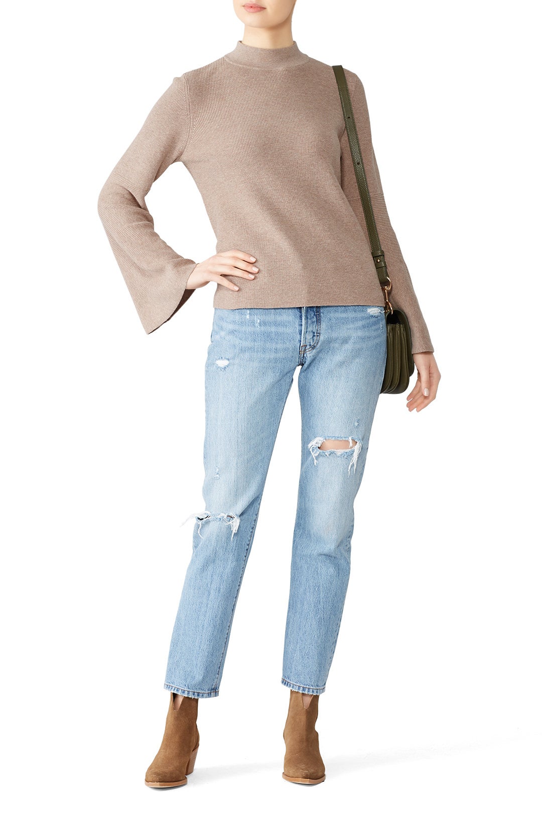 Cotton Shaker Mock Neck Top by 525 America 0