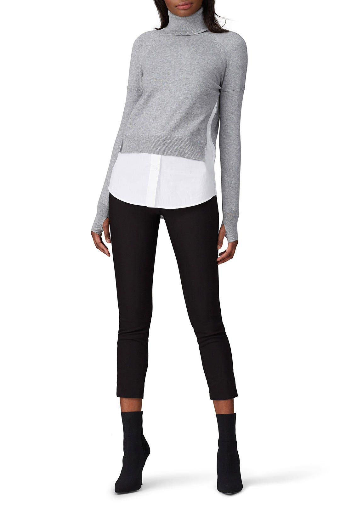 Grey Knit Inset Sweater by KF/KaufmanFranco x RTR 0