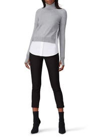 Grey Knit Inset Sweater by KF/KaufmanFranco x RTR