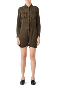 Khaki Combination Romper by The Kooples