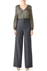 Green V-neck Blouse by L'Academie