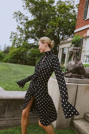 Polka Dot Crepe De Chine Midi Dress by Nina Ricci